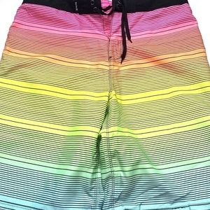 Hurley Boys Big Kids Trunks Board Shorts Multicolor Stripes Size 20/30 Swim Surf